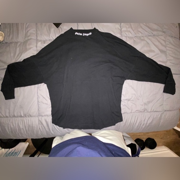 Size: XS Black Palm Angels Logo Print Long Sleeve T-Shirt - Picture 5 of 9